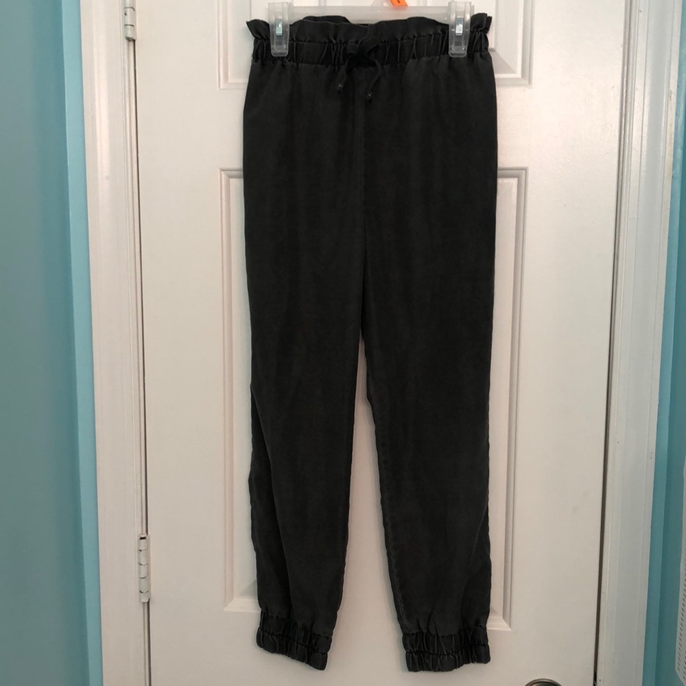 Girls paper bag waist gray pants
